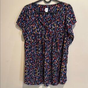 💚GAP Blue and Pink Flutter Sleeve Blouse Relaxed Fit Casual Stylish Fall Spring